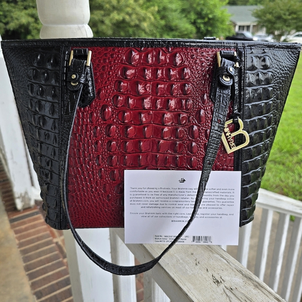 Brahmin Medium Asher In Vintage Red Stanza